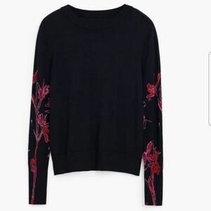 Chic Black Sweater with Orchids Accents
